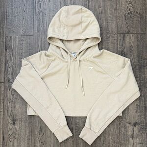 Gymshark Women's Beige Cropped Hoodie